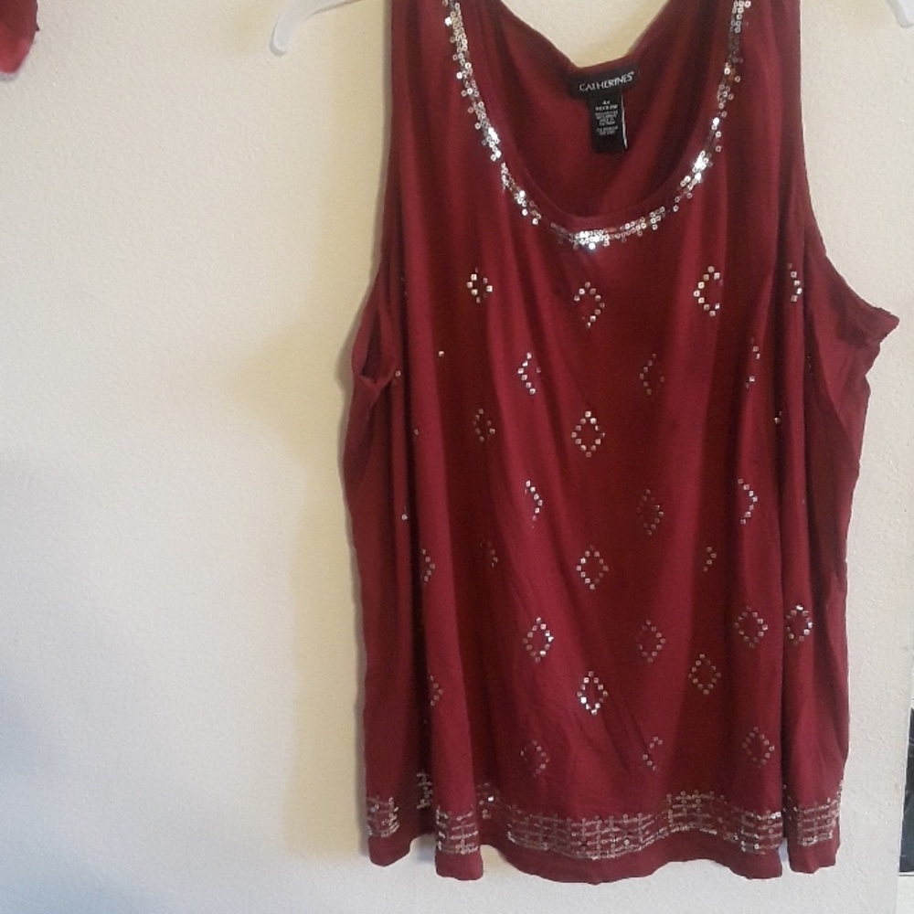 Catherine's Burgundy sleeveless blouse
